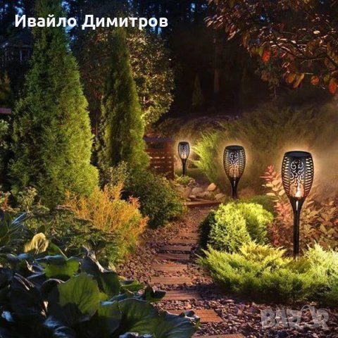 Соларни лампи за градина 8 броя ФАКЛИ, снимка 5 - Соларни лампи - 40620541
