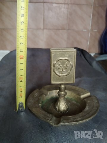 бароков пепелник с кибритник, снимка 2 - Антикварни и старинни предмети - 35599938