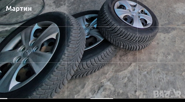 Продавам комплект оригинални    стоманени джанти със зимни Хюнай и30 и Kia 