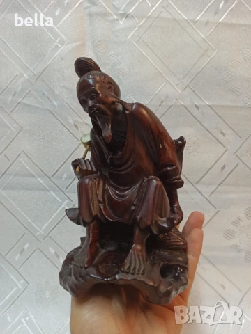 Стара махагонова пластика Хонг Конг ,в прекрасно запазен вид уникална детайлна изработка ., снимка 2 - Антикварни и старинни предмети - 50625514