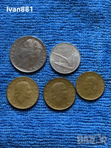 Лот монети Италия стари пет броя 1970г,1965г,1978г, снимка 2 - Нумизматика и бонистика - 50594425