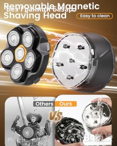 Нова Електрическа самобръсначка за плешиви 6D мокро сухо бръснене мъж, снимка 2 - Електрически самобръсначки - 53961881