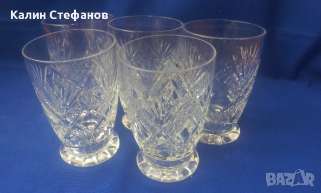 Кристални чаши за безлкохолно, гравюра, 5 бр , снимка 1 - Чаши - 40379842