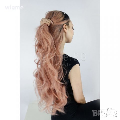 Дълга на вълни розова лейс фронт перука Аврил, снимка 4 - Аксесоари за коса - 27920357