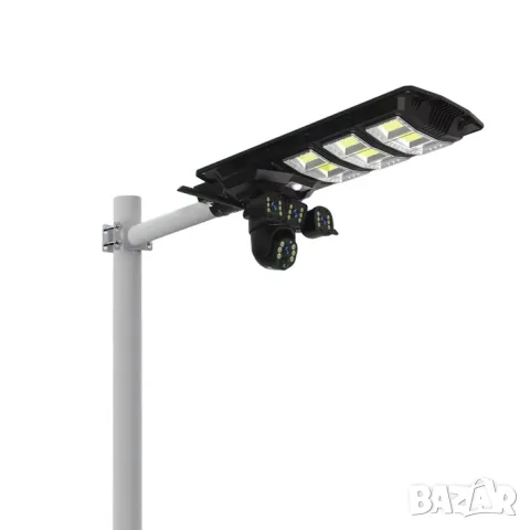 AI Соларна охранителна камера с LED осветление 2 в 1, 4G и Wi-Fi, Ultra HD 4K, 8MP, 4 обектива,