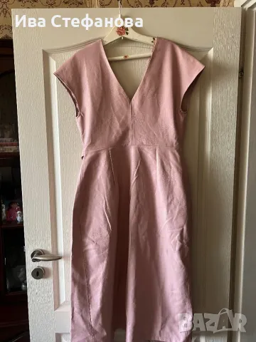 Разкошна елегантна парти  кожена кожа елегантна дълга рокля сукман  бебешко розов цвят., снимка 3 - Сукмани - 48223288