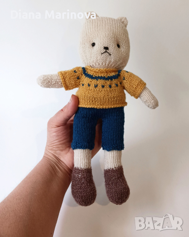 Мече с блузка и панталонки, плетени играчки, играчка ръчна изработка, плетено мече, снимка 3 - Други - 44602135