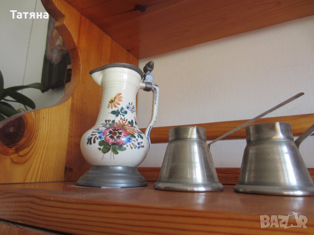 Кристални канички за съхранение на дестилиран  алкохол,ХАЛБИ„ „КАНА„ И  ЧИНИЯ ЗА СТЕНА ОТ ZINK, снимка 13 - Декорация за дома - 31866623