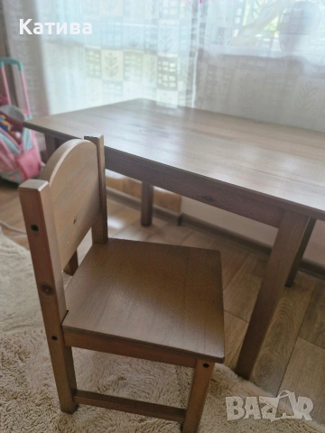 Дървена детска маса и стол масив, снимка 2 - Мебели за детската стая - 54353971