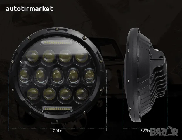 LED Фар 7 инча за вграждане на джип 12V – NA102, снимка 4 - Аксесоари и консумативи - 56051459