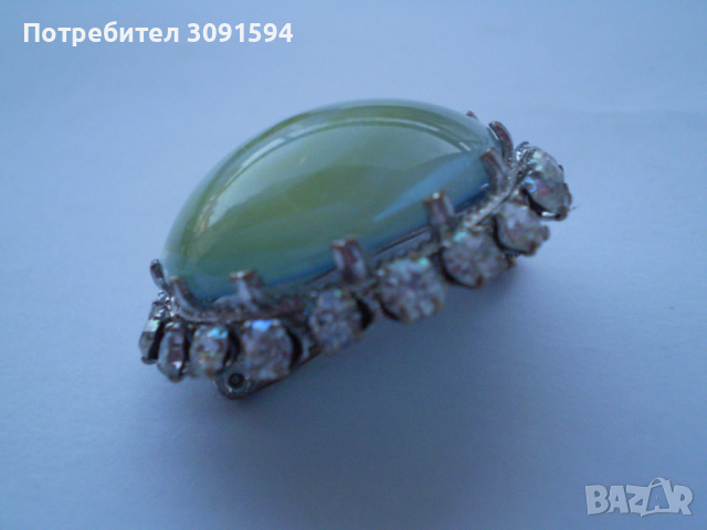 Винтич кръгла  зелена брошка , снимка 3 - Други - 36401339