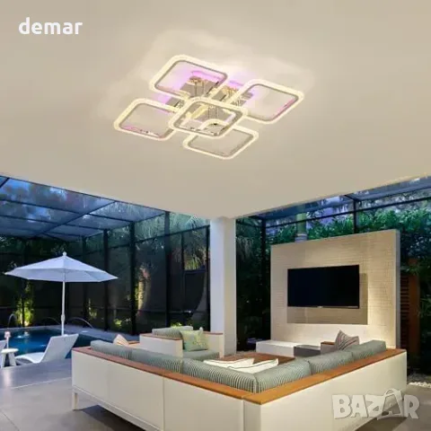Модерен квадратен LED плафон 56 x 56 см с дистанционно, снимка 5 - Други стоки за дома - 56330061
