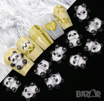 Панда Панди мече акрил фигурка бижу за нокти декорация украса за маникюр крафт, снимка 3 - Продукти за маникюр - 47476609