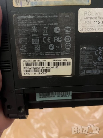 Малък Работещ лаптоп emachines netbook 355, снимка 4 - Части за лаптопи - 42329347