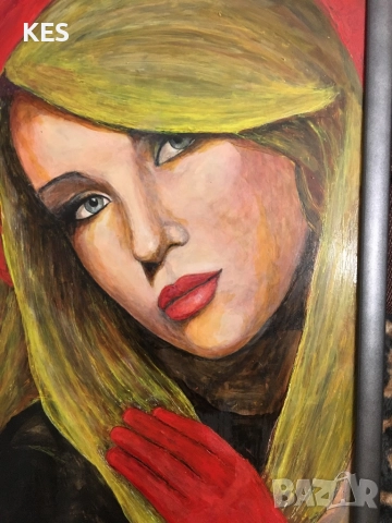 Жена с червена ръкавица3, снимка 2 - Картини - 52945558