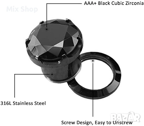 Нов ОБЕЦИ Хирургическа неръждаема стомана 316L + черен кубичен цирконий AAA