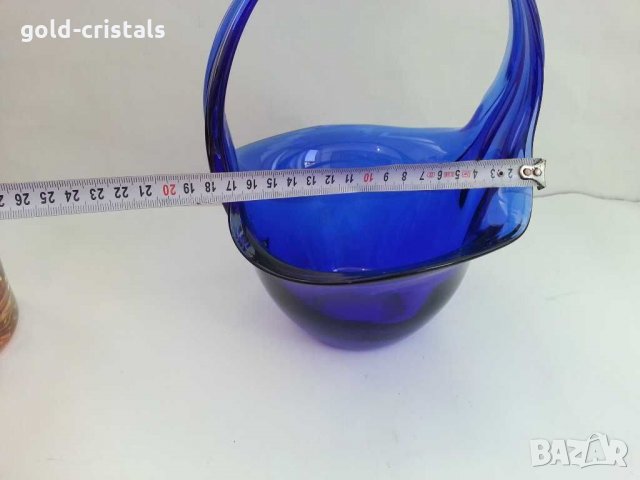 Стъклена кошница купа кобалт , снимка 7 - Антикварни и старинни предмети - 30385199