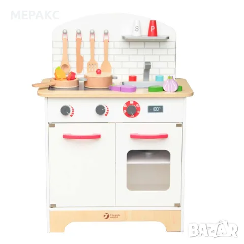 Детска дървена кухня за игра с аксесоари