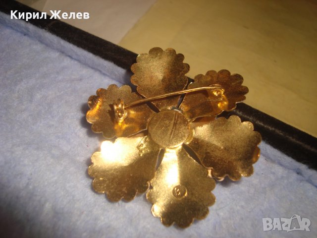 СТАРА КРАСИВА ФЛОРАЛНА с ПОЗЛАТА АРТ ДЕКО БРОШКА - ЦВЕТЕ 88851, снимка 8 - Антикварни и старинни предмети - 37692322