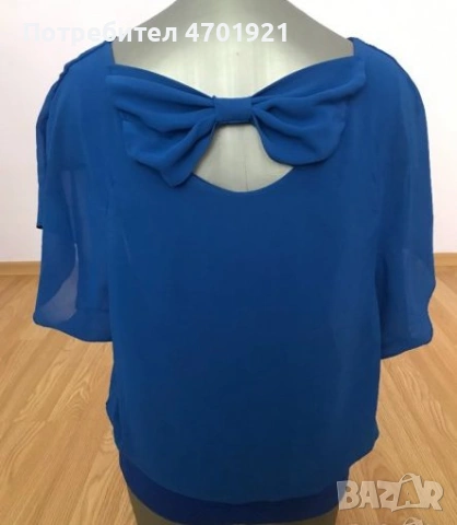 Синя дамска блуза с панделка на гърба, снимка 5 - Корсети, бюстиета, топове - 53216119