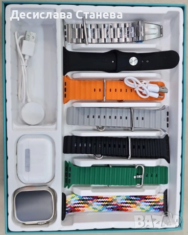 Смарт часовник P9 със слушалки и 7 различни каишки подходящи за всеки повод. Дисплей: 1.69-инчов цве, снимка 2 - Смарт часовници - 53146618