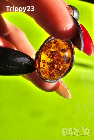 Висулка с кехлибар в стерлингово сребро 10.50 Ct., снимка 2 - Пръстени - 53084731