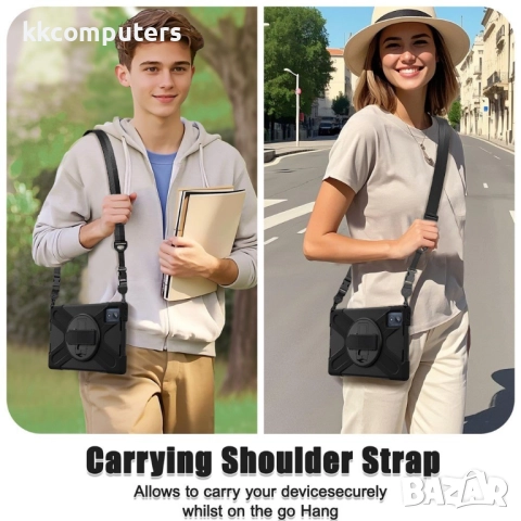 Защитен калъф Lenovo Tab K11 Plus със стойка, 360° ротация- Защитени ъгли, Ремък за рамо, TPU+PC, Вк, снимка 8 - Калъфи, кейсове - 52937766