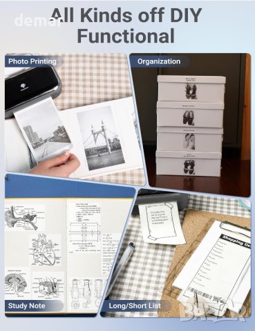 Мобилен принтер Phomemo TP31 203DPI, черно-бял печат, iOS и Android, снимка 3 - Принтери, копири, скенери - 44478586