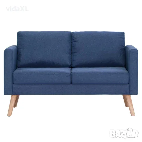 vidaXL 2-местен диван, текстил, син, снимка 3 - Дивани и мека мебел - 56146484