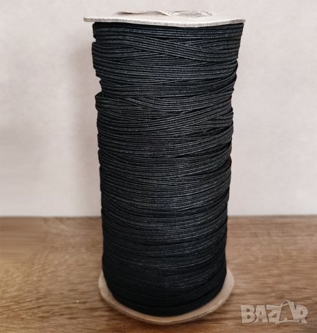 Ролка черен ластик 5 мм, плосък тъкан (плетен), 91 метра, снимка 4 - Други стоки за дома - 42822585