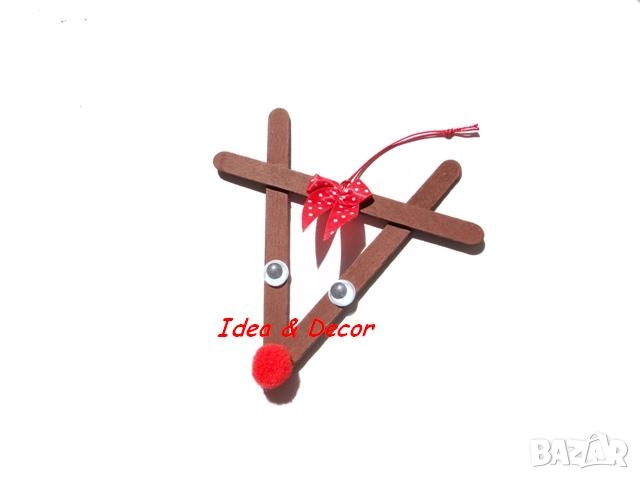 Новогодишна играчка еленче с червена панделка