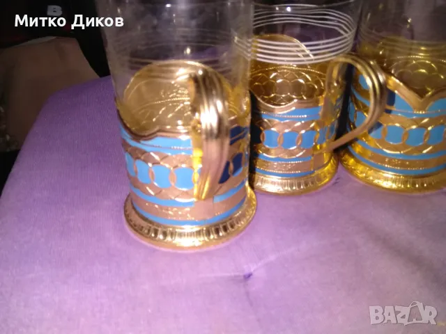 	Стакани Подстакани СССР руски 6броя -6 чаши 2вида х3бр рисувани емайл маркировка, снимка 8 - Други ценни предмети - 48870375
