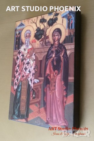 Икона на Св. Св. Киприян и Иустина icona Sv. Sv. Kiprian i Iustina, снимка 3 - Картини - 13738949