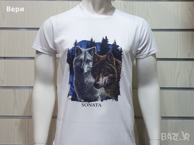 Нова мъжка тениска с трансферен печат Два вълка, Серия вълци, снимка 5 - Тениски - 29104380