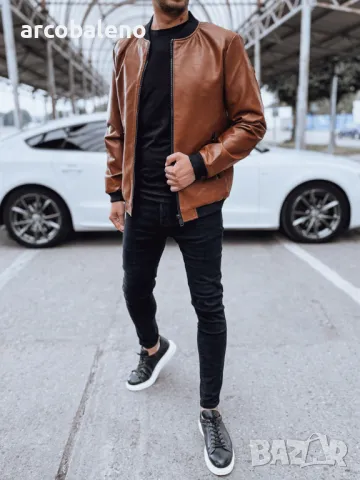Мъжко кожено бомбър яке, 3цвята , снимка 6 - Якета - 49137849