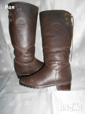 Кафеви кожени ботуши marfild