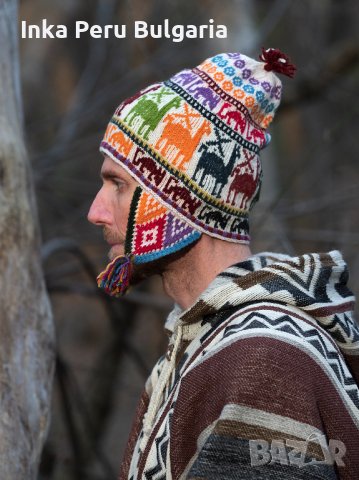 Автентична перуанска шапка модел Куско от овча вълна, снимка 6 - Шапки - 40190149