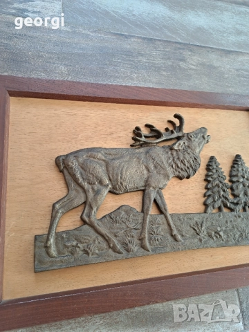 масивно бронзово пано за стена с ловен мотив елен, снимка 5 - Декорация за дома - 51765103