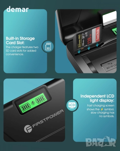 FirstPower 2хNP-W126 по 1500mAh и 20W бързо зарядно за Fujifilm X, снимка 5 - Батерии, зарядни - 52534729