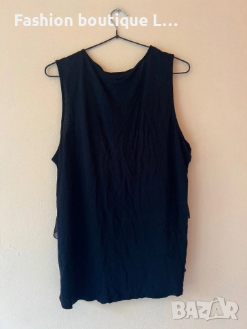 Черен памучен потник 46 размер на марката Atmosphere с тюлени воали отпред 🖤, снимка 4 - Потници - 51920912