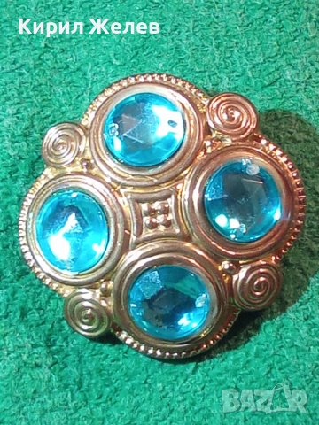 РЕТРО АРТ БРОНЗОВА БРОШКА със СИНИ КРАСИВИ КРИСТАЛИ 41520, снимка 8 - Други - 30580742