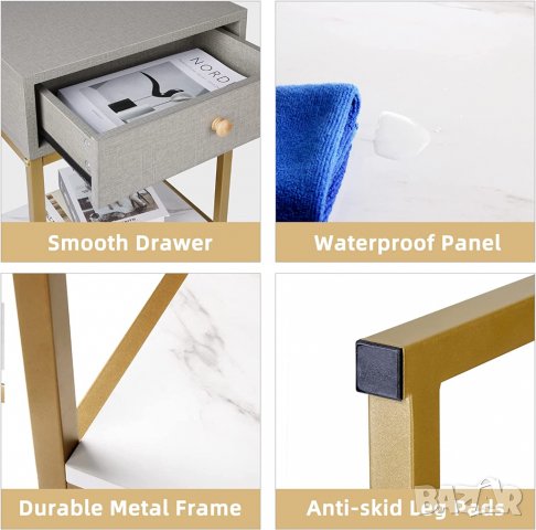 Мултифункционално шкафче / нощно шкафче / помощна масичка FJGS-ST07GR, снимка 5 - Шкафове - 38952618