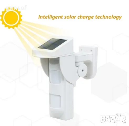 433Mhz радио PIR датчик за движение за външен монтаж със соларно захранване за алармени системи