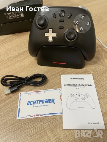 Безжичен джойстик ECHTPOWER EP01 с Hall Effect & Зарядна станция (За PC / Switch / iOS / Android)⁠, снимка 4 - Джойстици и геймпадове - 56078614