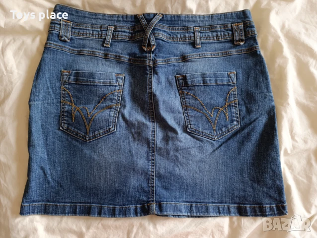 L/XL къса дънкова пола , снимка 4 - Поли - 50994841