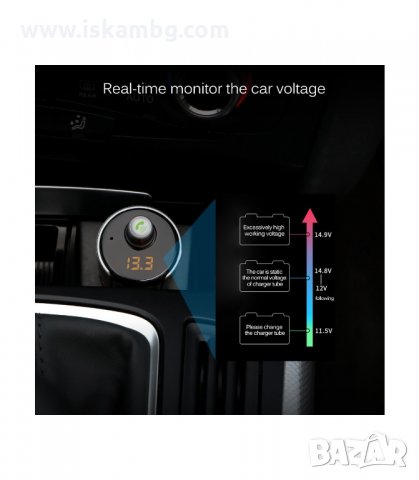 FM ТРАНСМИТЕР С ВОЛТМЕТЪР, HANDSFREE, USB - код 2006, снимка 7 - Аксесоари и консумативи - 33966058