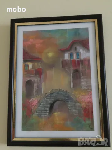 Картина  „Залез“ ,  автор Иван Даскалов, техника : сух пастел, снимка 2 - Картини - 50388806