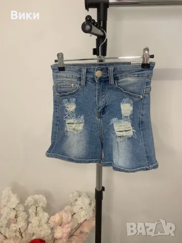 Къси дънки с висока талия размер XS, снимка 5 - Дънки - 49600642