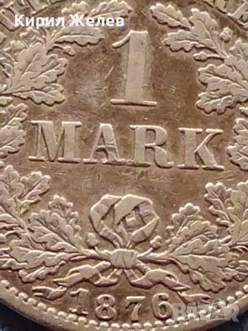 Сребърна монета 0.900 проба 1 марка 1876г. Германска империя Вилхелм първи 39625, снимка 5 - Нумизматика и бонистика - 42752295