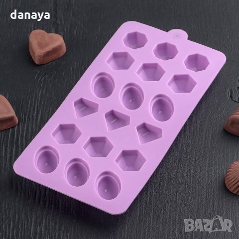 2418 Силиконова форма за бонбони и лед Скъпоценни камъни, снимка 3 - Форми - 34180283